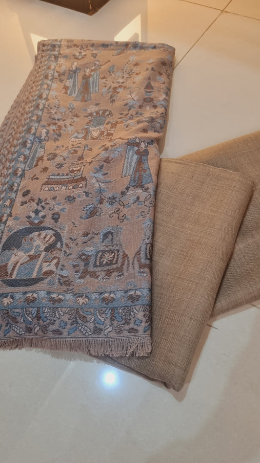 Kaani shawl with plain suit