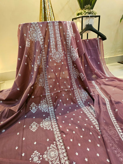 Lawn embroidered three piece