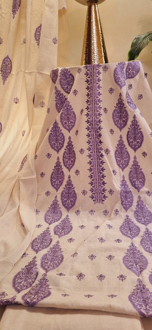 Embroidered khadar karandi suit