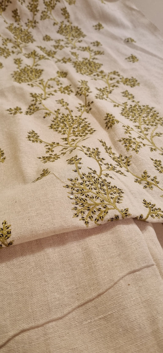 Khaddar karandi embroidered three piece suit