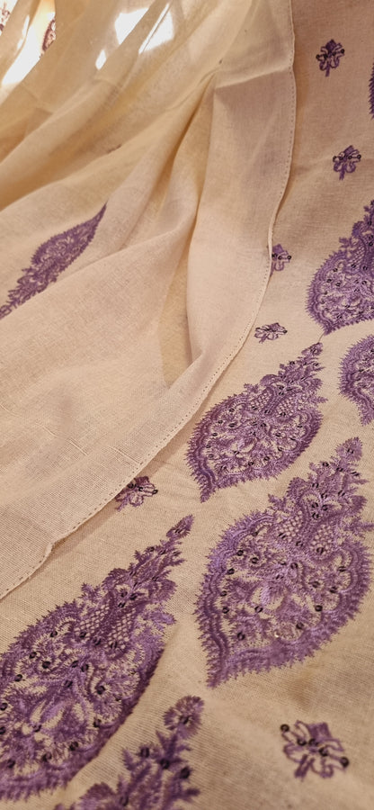 Embroidered khadar karandi suit