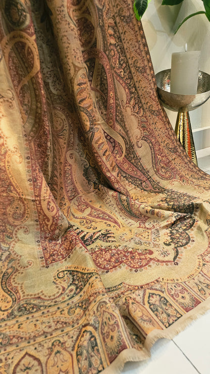 Moonlight reversible gandhara kaani: Pashmina