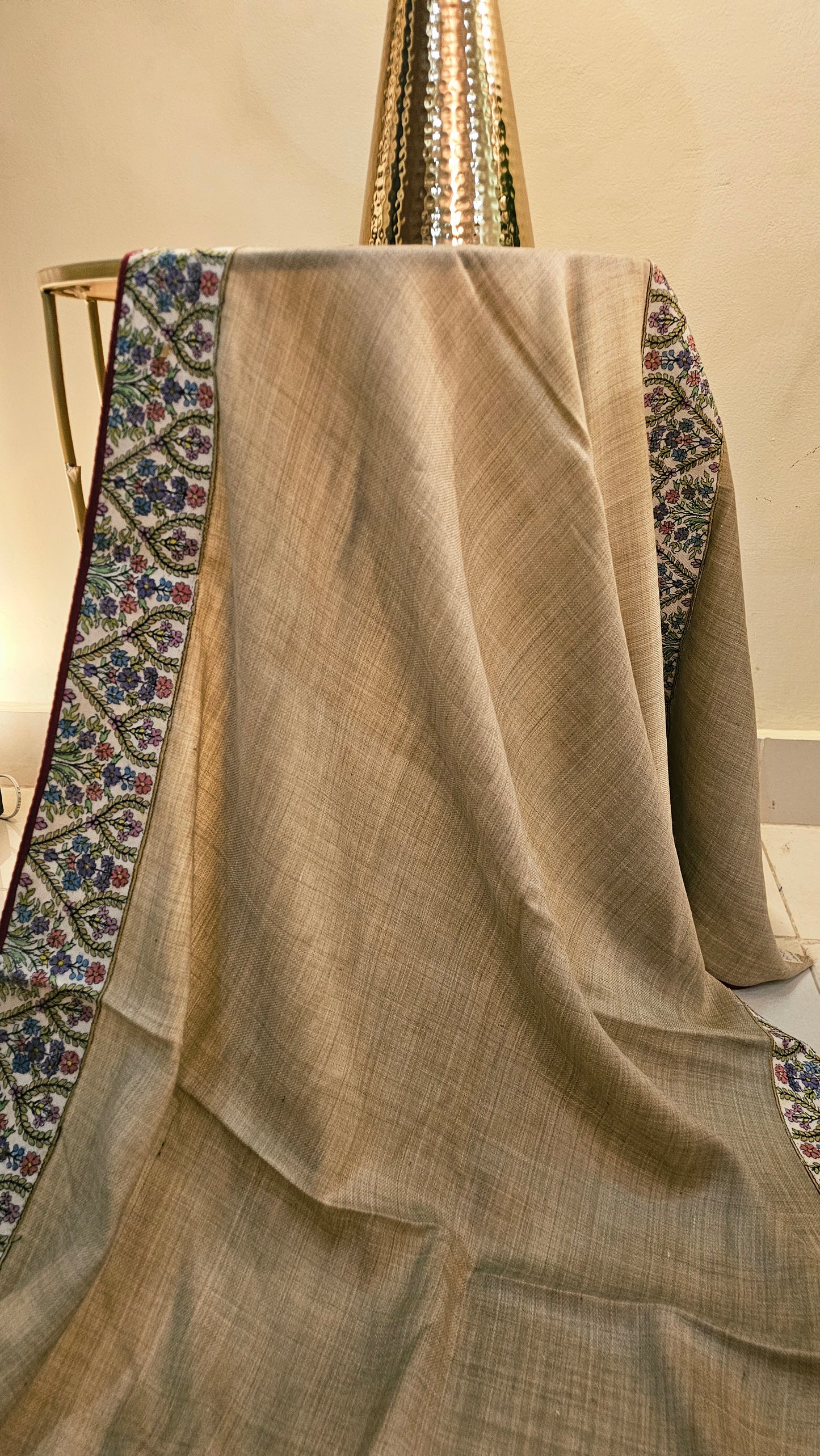 Kalamkar embroidered minishawl: pashmina