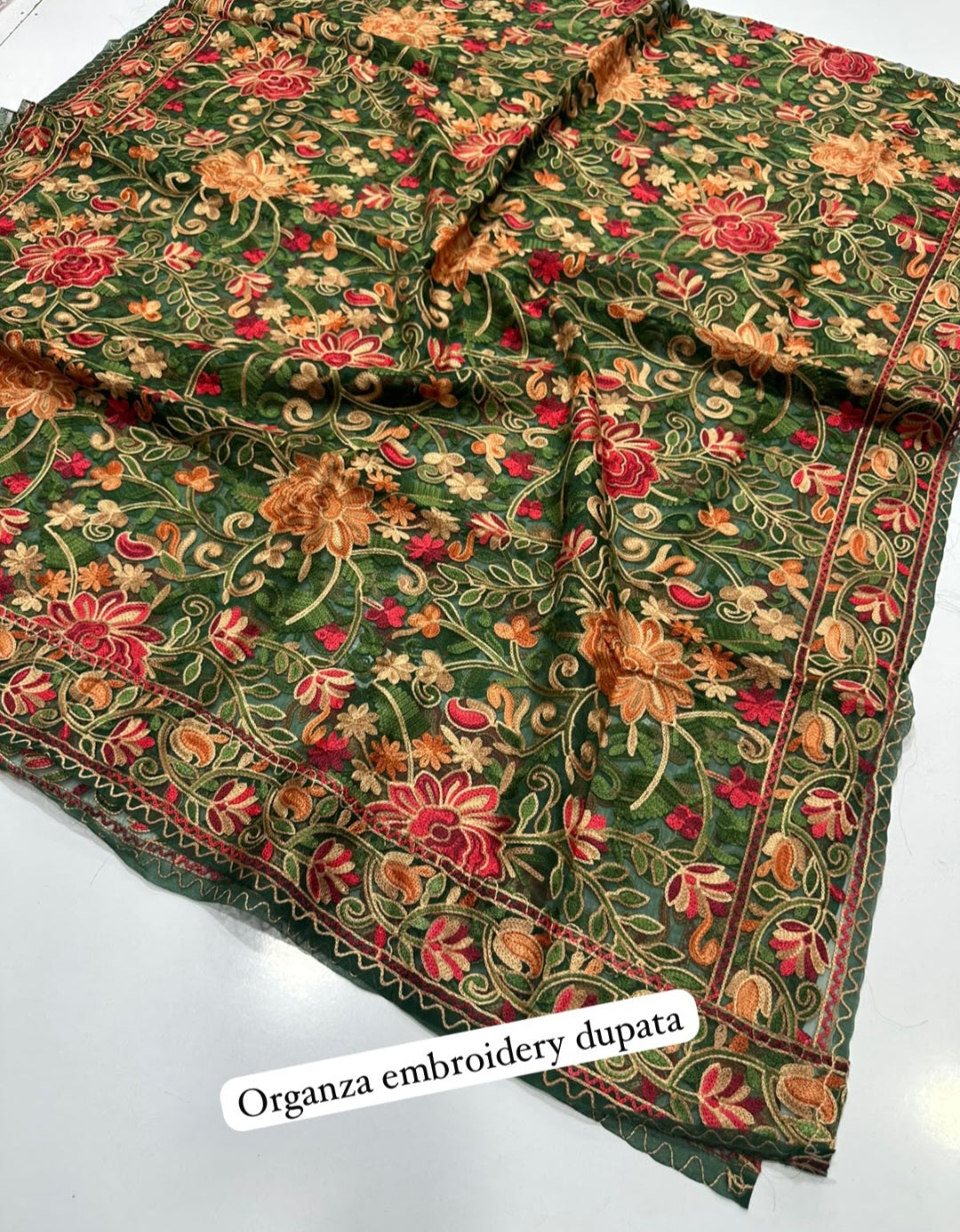 Embroidered duapta: Organza
