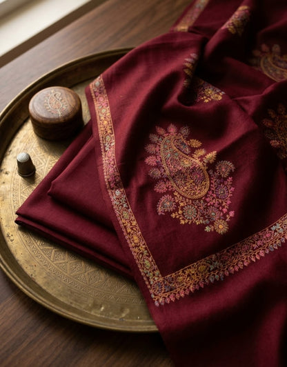 Embroidered three piece: Pashmina