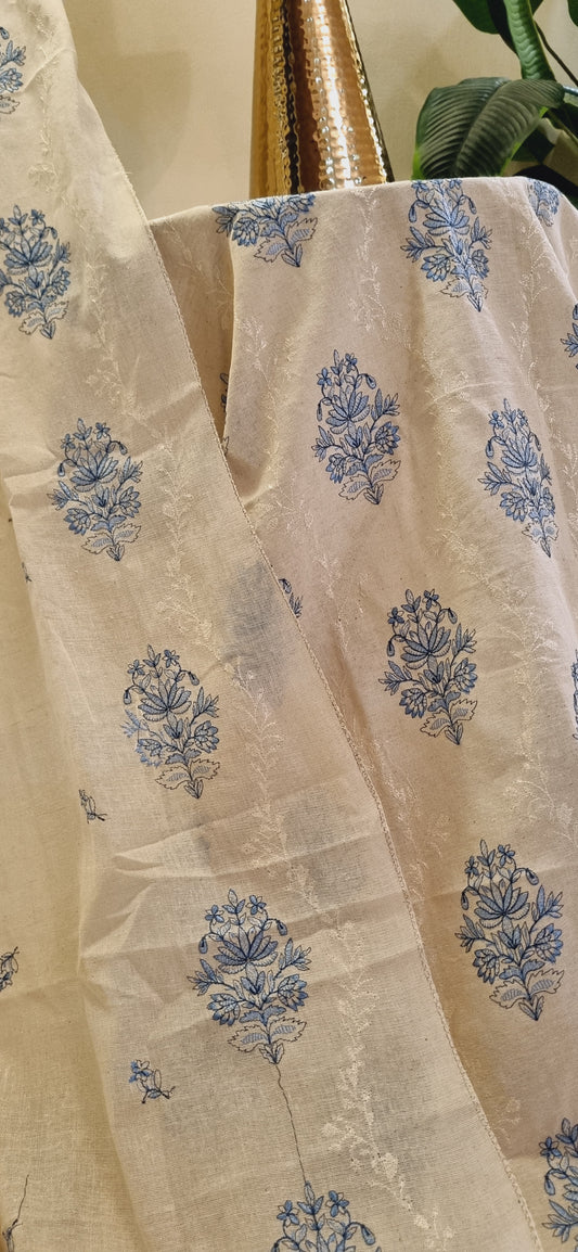 Khaddar karandi embroidered three piece