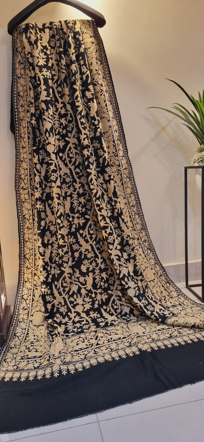 Birdie embroidered pashmina shawl