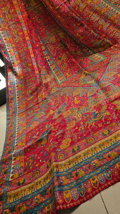 Meenakari pink Shawl: silk