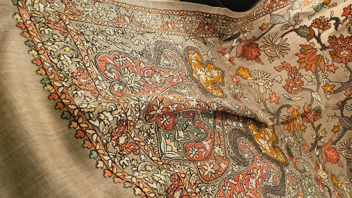 Papermachi embroidered shawl: toosh