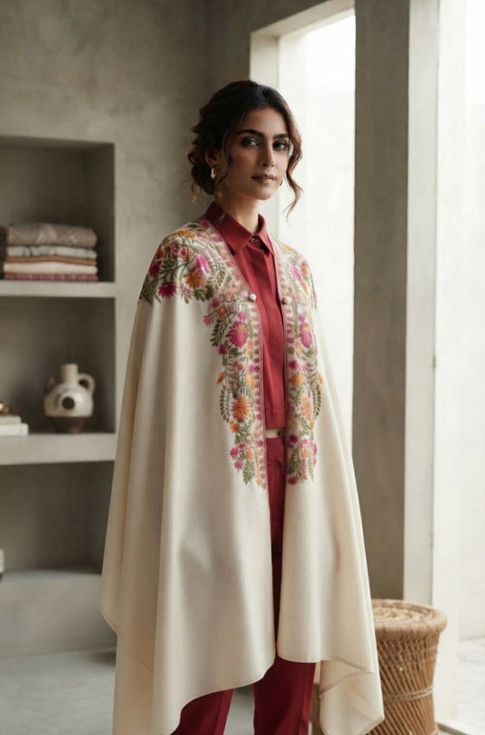 Embroidered cape: Pashmina