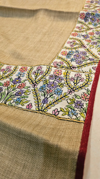 Kalamkar embroidered minishawl: pashmina