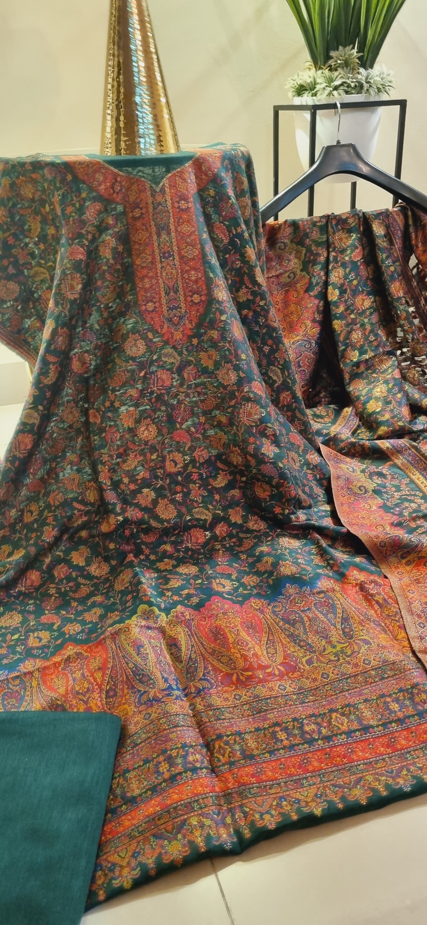 Three piece silk kaani suit