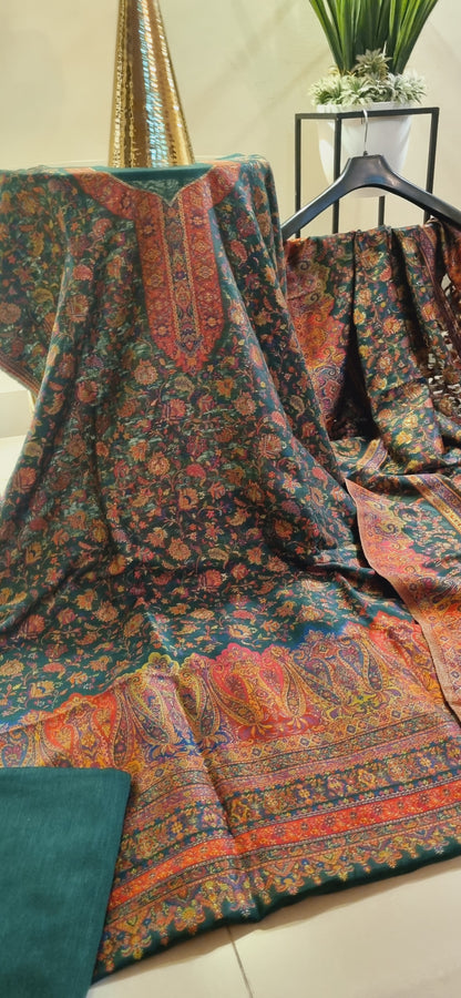 Three piece silk kaani suit