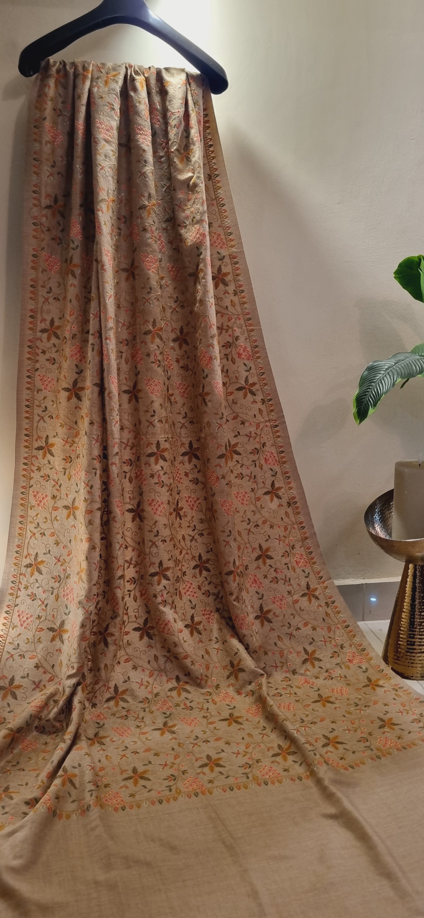 Reversible papermachi embroidered toosh shawl