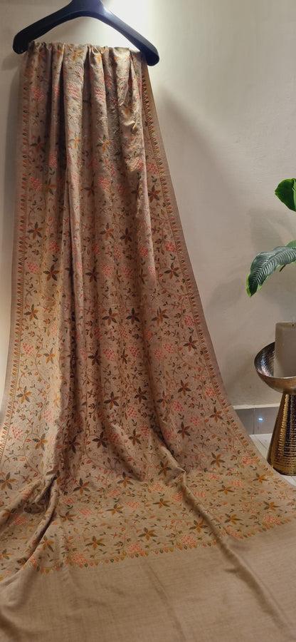 Reversible papermachi embroidered toosh shawl