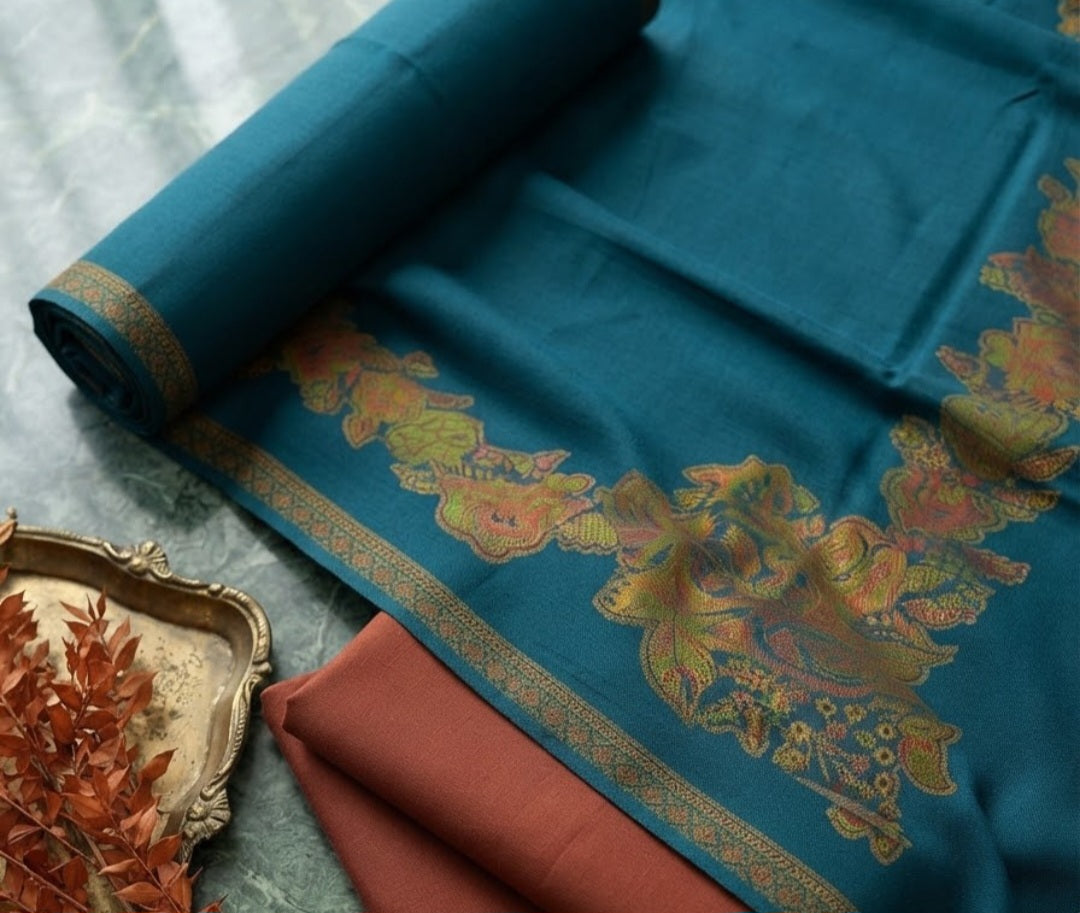 Kaani three piece: woollen pashmina