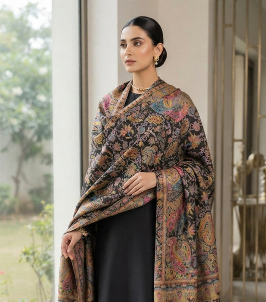 Moonlight reversible gandhara kaani: Pashmina