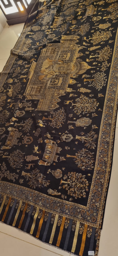 Tajmehal kaani shawl with zaree weave