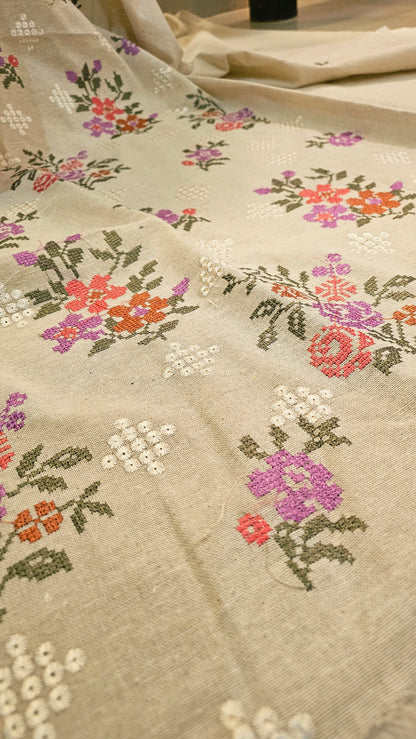 Embroidered three piece: Karandi khaddar