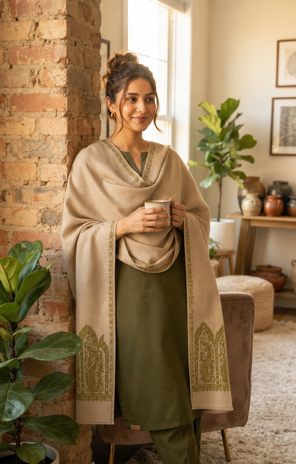 Embroidered suit: Pashmina