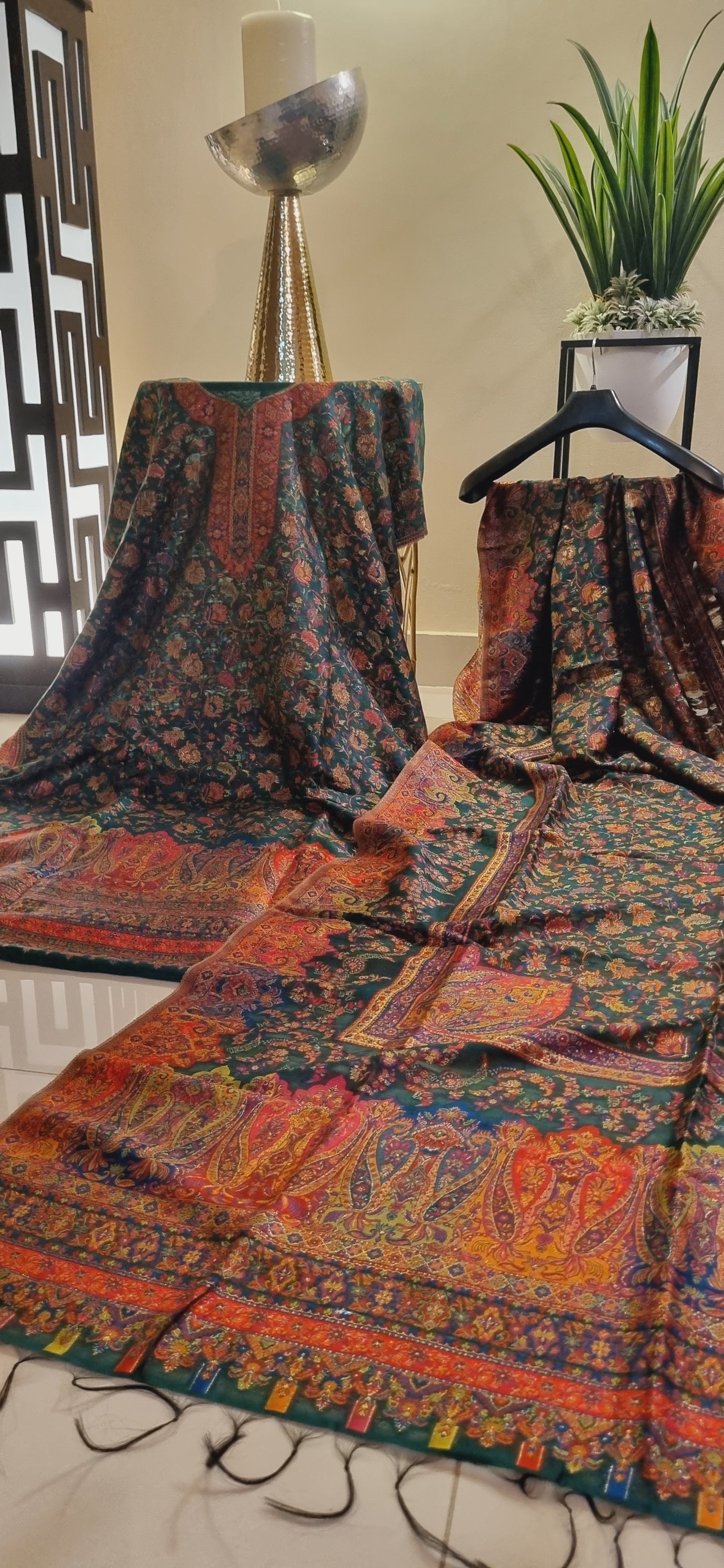 Three piece silk kaani suit