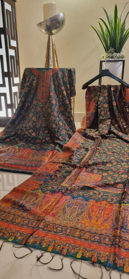 Three piece silk kaani suit