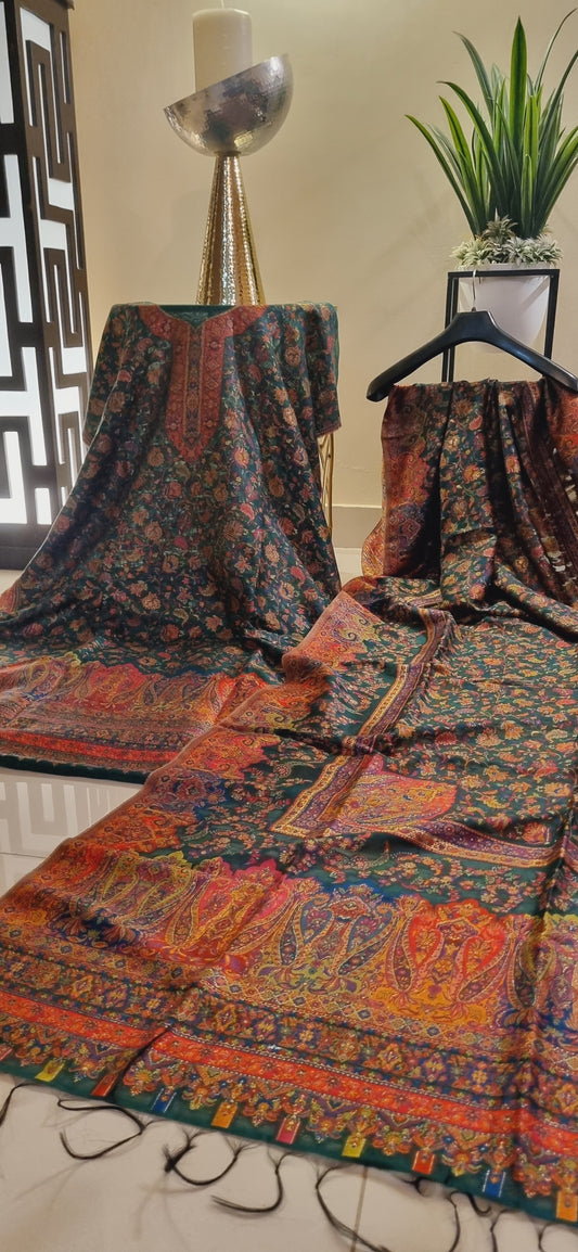 Three piece silk kaani suit