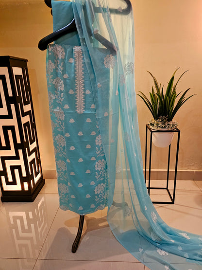 Lawn embroidered three piece