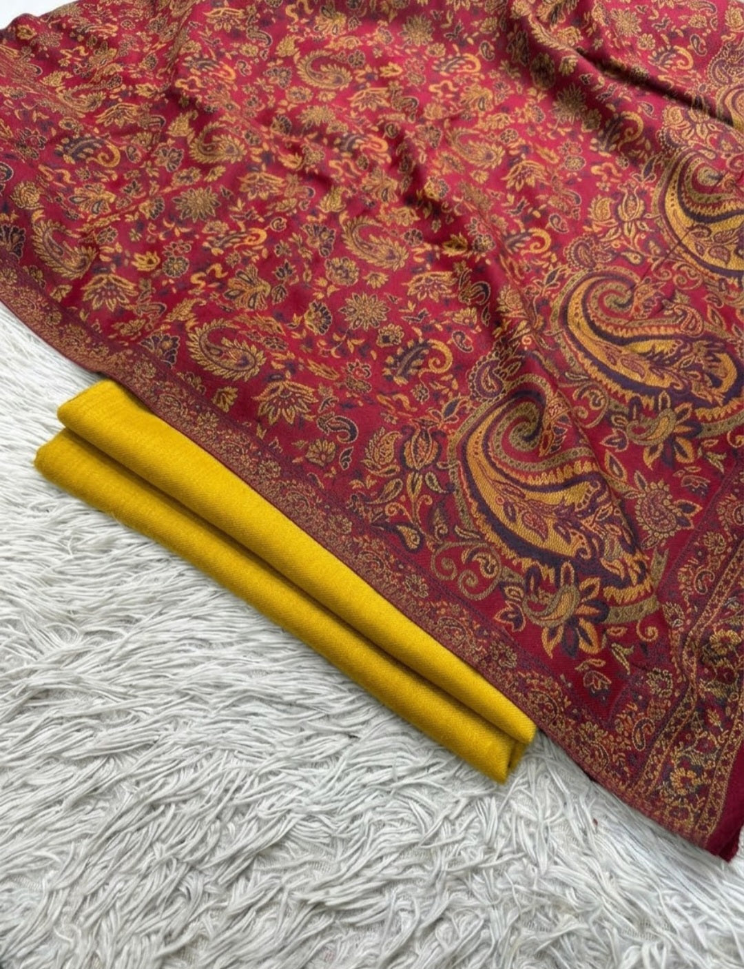 kaani suit: woollen pashmina