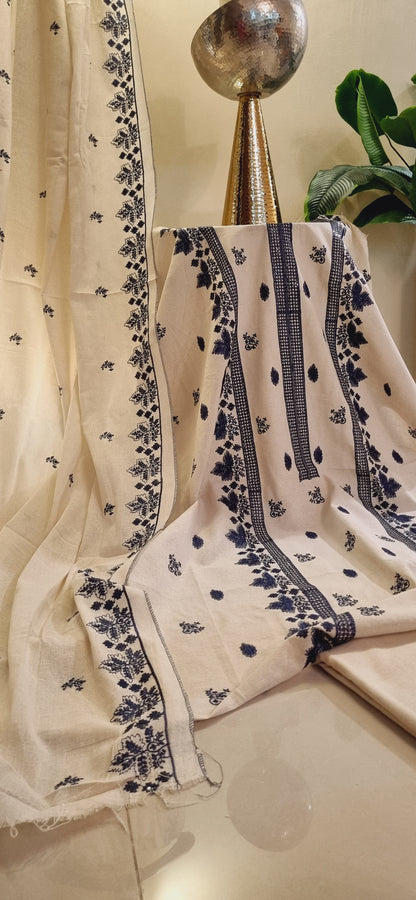 Embroidered karandi khaddar Three piece