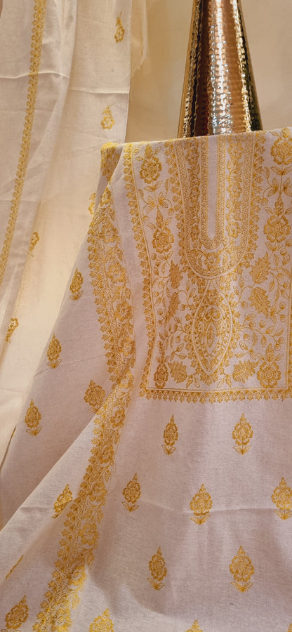 Khaddar karandi embroidered three piece