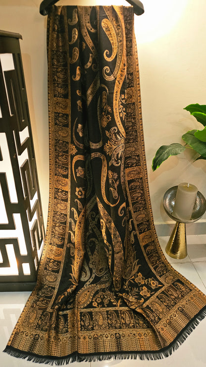 Moonlight reversible gandhara kaani: Pashmina