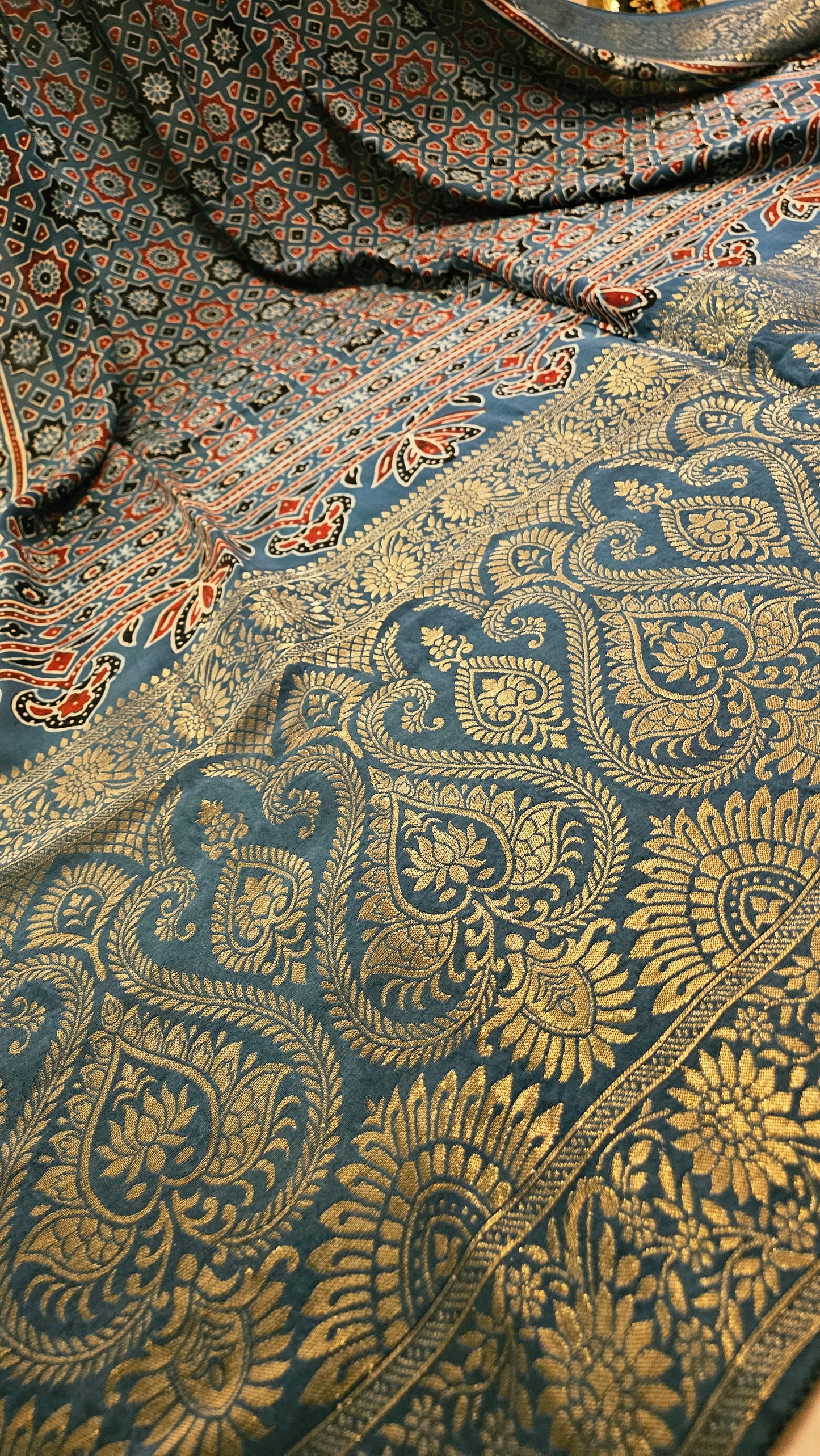 Formal ajrak shawl: Monga Silk