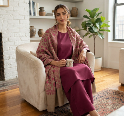 Embroidered three piece: Pashmina
