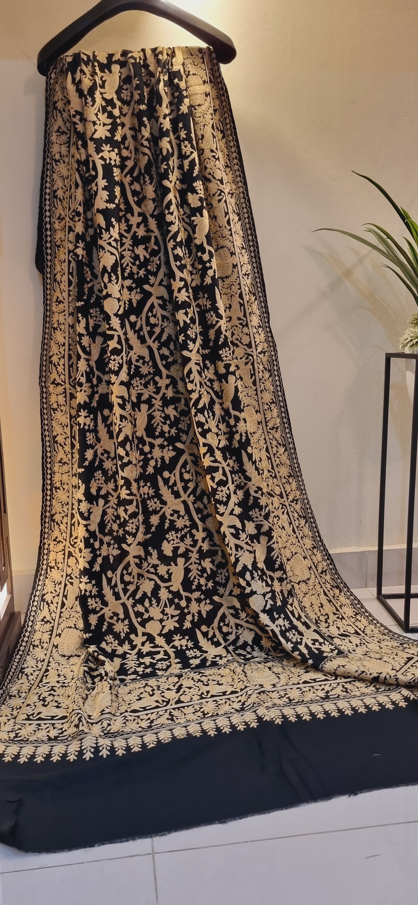 Birdie embroidered pashmina shawl
