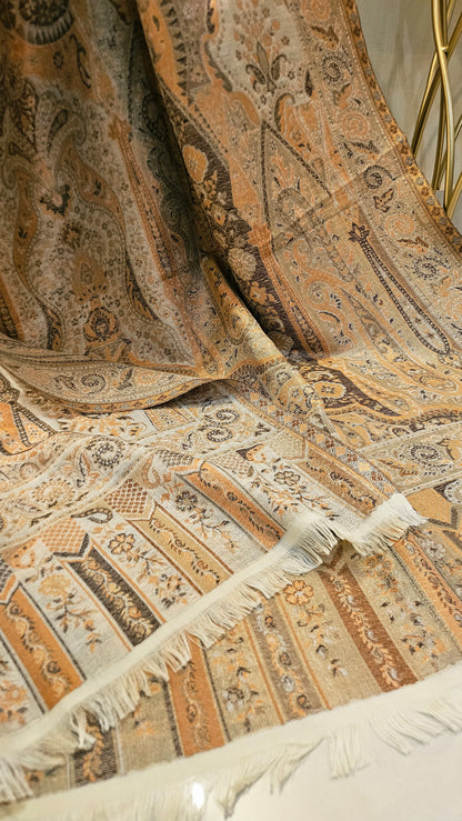 Reversible moonlight gandhara kaani shawl: Pashmina