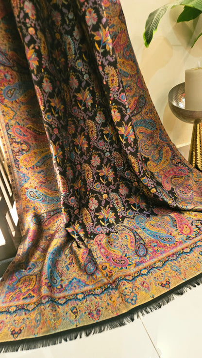 Moonlight reversible gandhara kaani: Pashmina