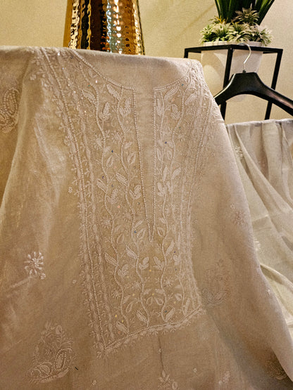 Chanderi silk Chikankari suit