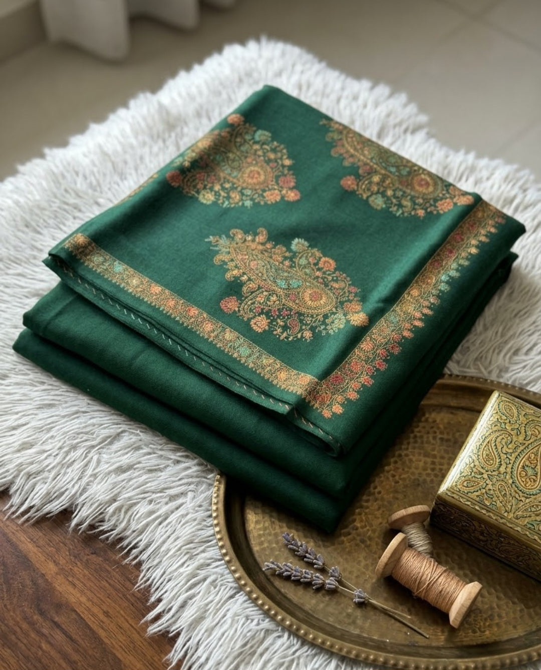 Embroidered three piece: Pashmina