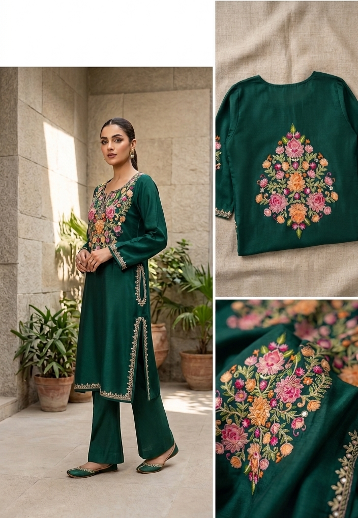 Embroidered kurta: Pashmina