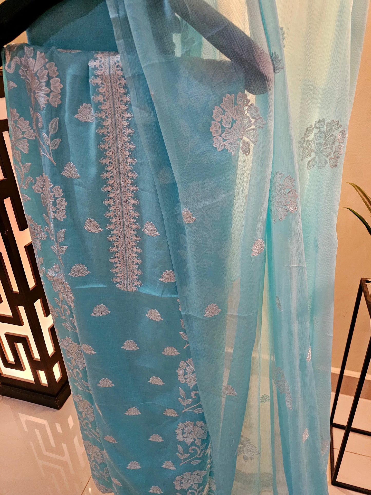 Lawn embroidered three piece