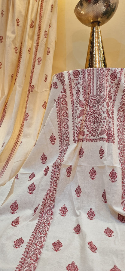 Khaddar karandi embroidered three piece