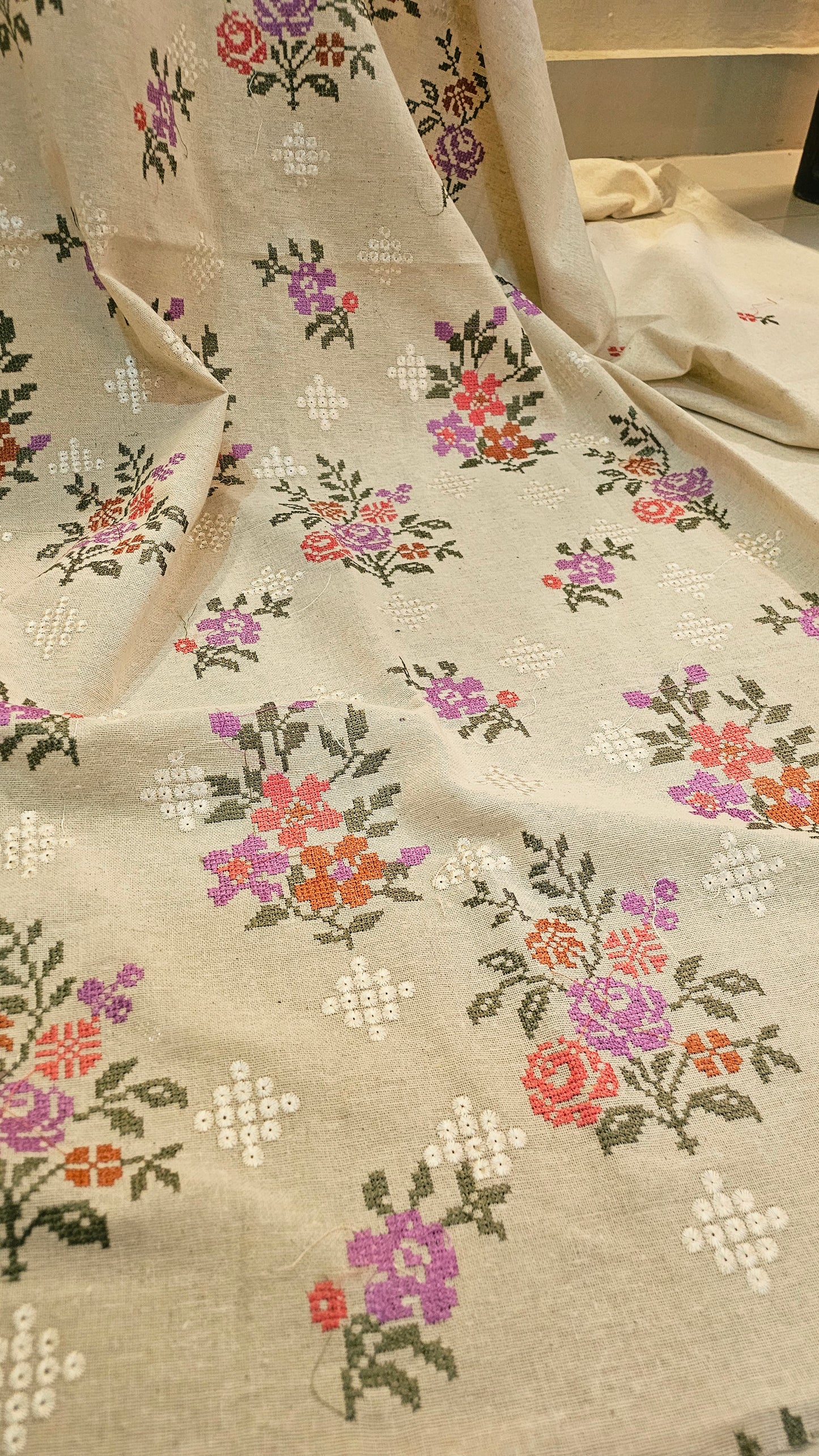 Embroidered three piece: Karandi khaddar