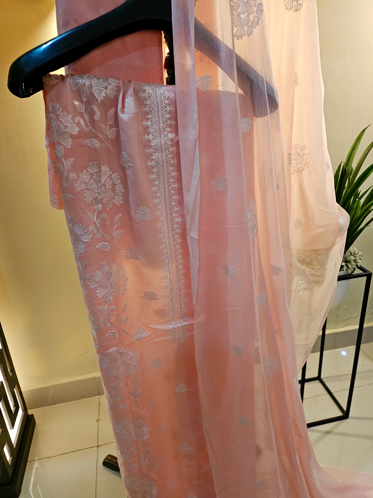 Lawn embroidered three piece suit