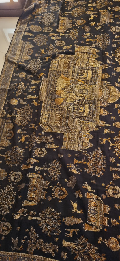 Tajmehal kaani shawl with zaree weave