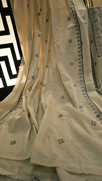 Embroidered three piece: Karandi khaddar