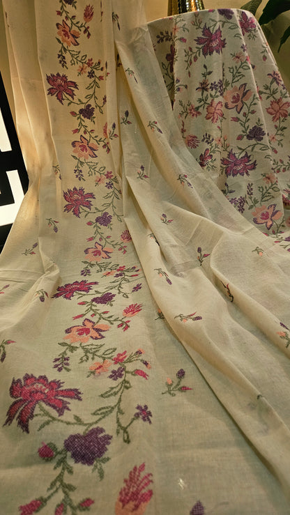 Embroidered three piece: Karandi khaddar