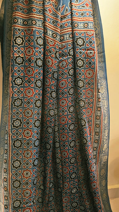 Formal ajrak shawl: Monga Silk