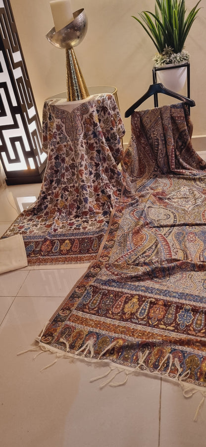 Three piece silk kaani suit