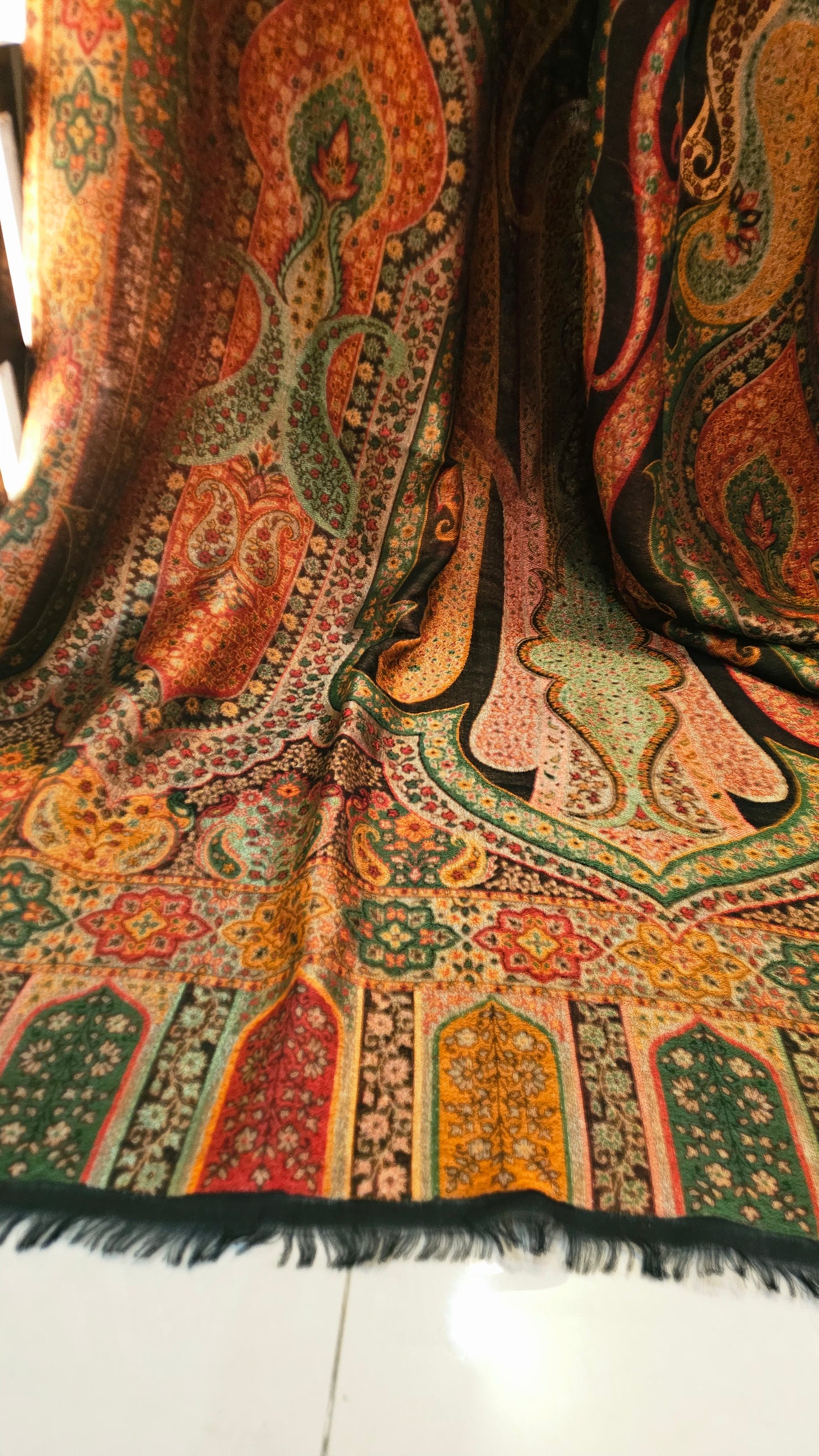 Reversible moonlight gandhara kaani shawl: Pashmina